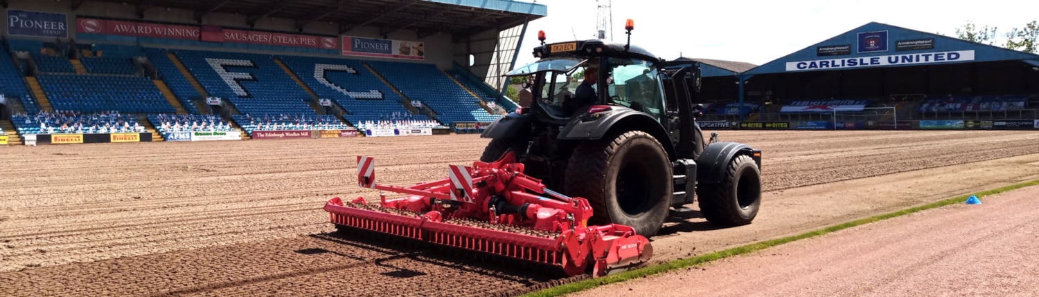 Sports turf installation power-harrow